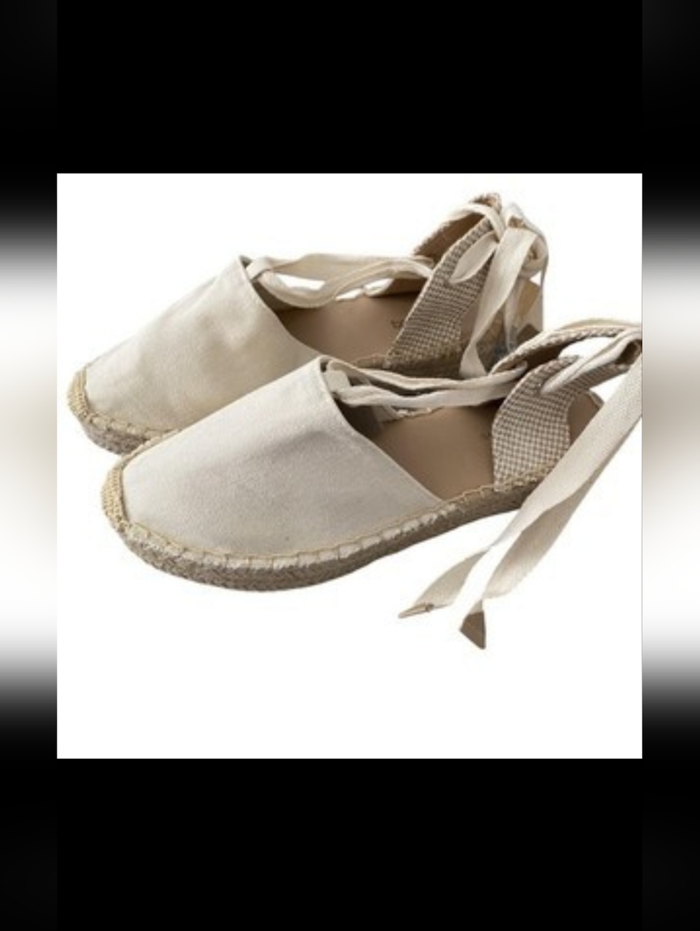 Soda Lace Up Espadrille Flats Women’s Size 8.5 Beige Canvas Ankle Wrap Casual